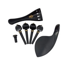4/4 Violin parts Kit Ebony Tailpiece Chin Rest Flower Inlay Peg