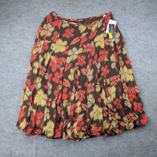 Vintage Silk Midi Skirt Womens 18W Floral Whimsical Boho 70s Artsy Flowy Retro