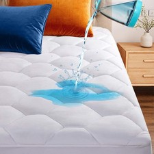 Softhour Queen Hexagonal Quilted Mattress Protector Waterproof, White Breat...
