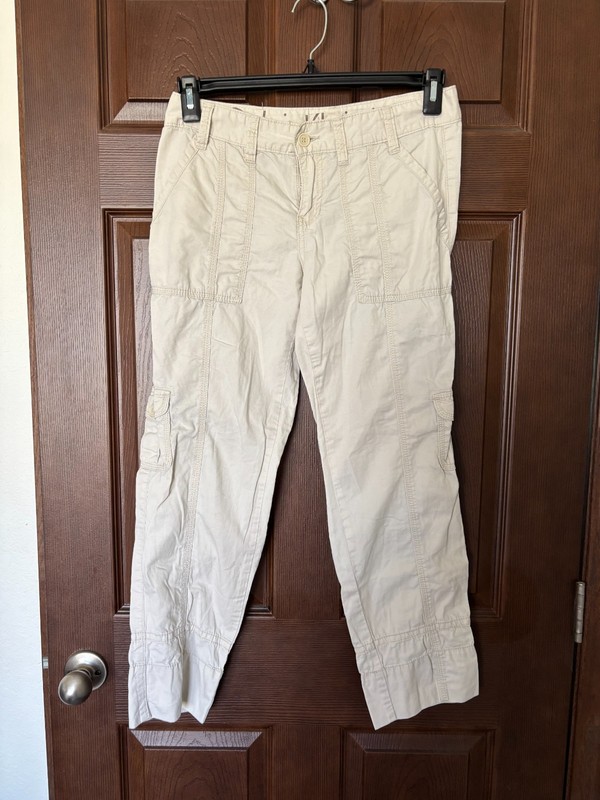 Calvin Klein Jeans Women's Khaki Tan 100%Cotton Cargo Pants Straight Leg sz 4