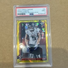 Topps 2025 Chrome Drake London Yellow Lava Auto /275 #BA-DL PSA 9 Falcons