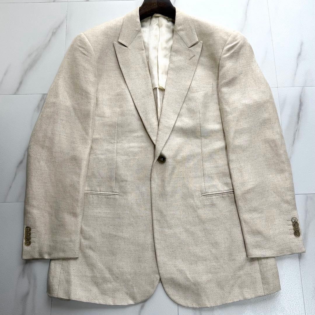 Giorgio Armani Linen Silk Blend Tailored Jacket 52 Ivory- Italy- Used