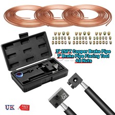 3/16" SAE Hand Held Brake Pipe Flaring Tool Kit + 3 Set 25FT Brake Pipe Hose Nut