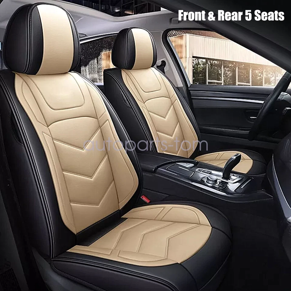 Full Set Fits For VOLVO Car 5-Seat Cover Leather Cushion Covers Black & Tan Foto 2 de 4