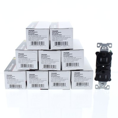 10 Cooper Industrial Grade Black Tamper Resistant Receptacle Outlet 15A TR5262BK
