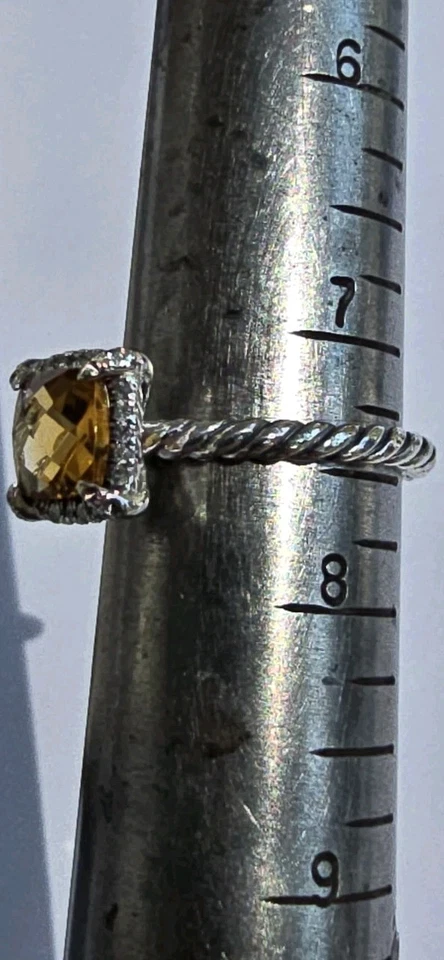 David Yurman Chatelaine 黄水晶戒指 纯银 0.1 克拉 尺寸 7.5 — 第 3/4 张图片