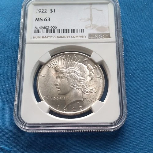 1922 NGC MS63 Peace Dollar Silver $1 Coin Philadelphia KM#150