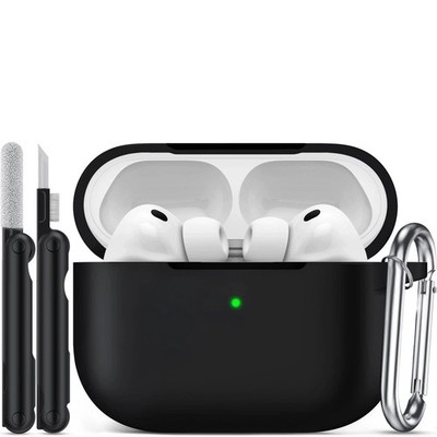 for AirPods Pro 3 Case (2025),Soft Silicone Protective Cover A-Black