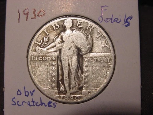1930 STANDING LIBERTY QUARTER F DETAILS POPULAR BETTER DATE FREE SHIPPING