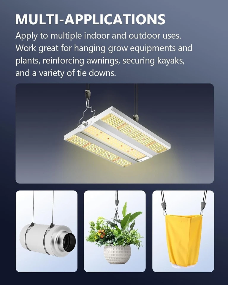 Adjustable 1/8 Inch Ratchet Straps for Grow Lights & Outdoor Gear - 12-Pack Foto 4 de 4