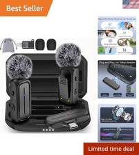 Dual Clip-On Lavalier Mics with Noise Reduction - Ideal for Vloggers  Streamers