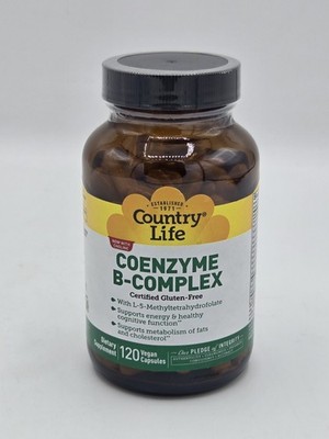 Coenzyme B-Complex By Country Life- 120 Gluten-free Vegan Capsules- Exp 03/2028