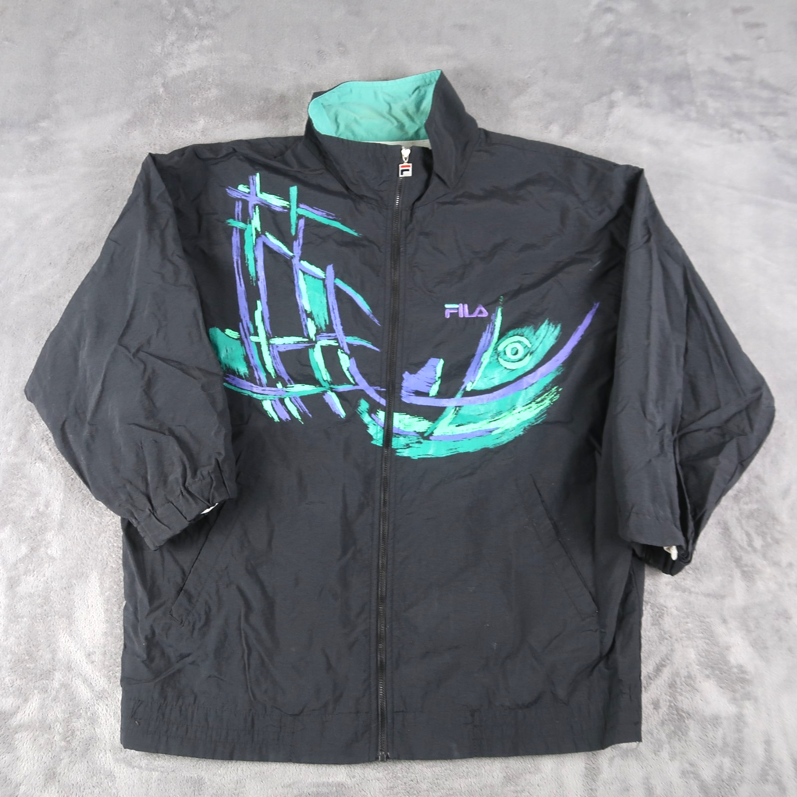 Giacca a vento Fila vintage anni 90 uomo taglia 44 nera nylon sport