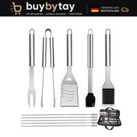 Grillbesteck-Set Edelstahl 10-Teilig Mit Tragetasche Bbq Grillwerkzeuge Camping