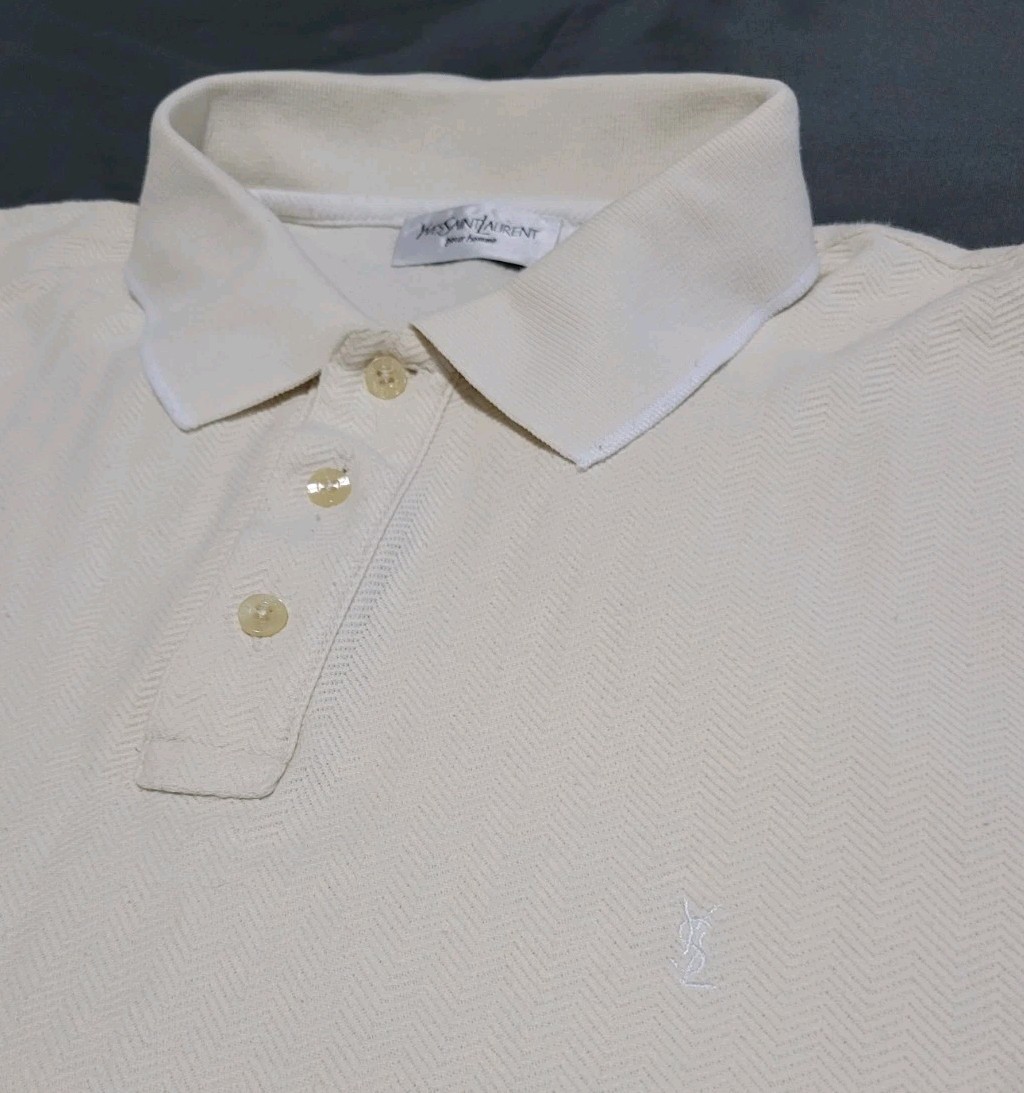 POLO YVES SAINT LAURENT taglia XL vestibilità regolare manica corta panna YSL