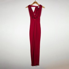 Nookie Element Jersey Knit Stretch Halterneck Maxi Gown Dress Rouge Red Small