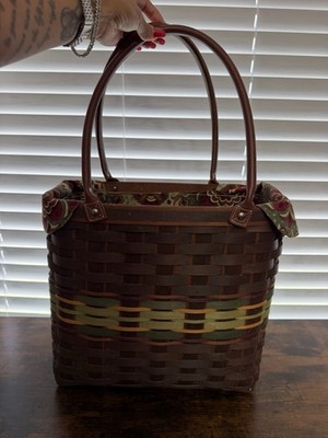 Longaberger Autumn Roads Tote Basket With Liner And Cloth - Large