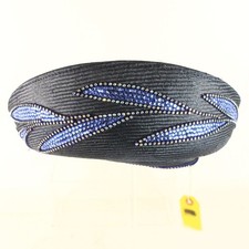Vintage Jack Mcconnell Boutique Ladies Hat Navy Blue Jeweled 6 7/8