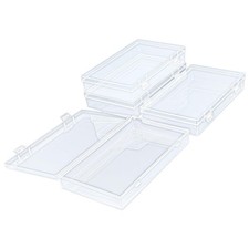 4 Pack Rectangular Clear Plastic Storage Containers with Hinged Lid for Beads...