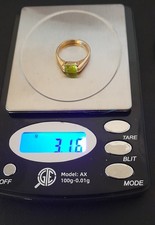 Vintage Lind 925 Sterling Gold Vermeil Natural Peridot Solitaire Ring Size 7