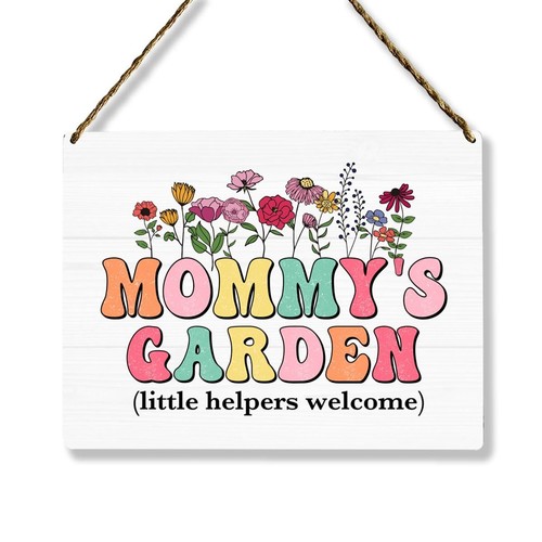 Mommy's Garden Wooden Sign Decor, Indoor Decoration Hanging Signs 8x10 Inches...