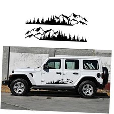  2pcs Mountain Tree Forest Graphic Car Sticker Waterproof Gloss Black