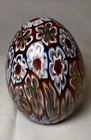 Vintage Murano Style Millefiori Art Glass Egg Paperweight 3" Tall