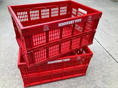 2x Vintage & Rare Discovery Toys Consultant Collapsible Toy Box Bin Crate Travel