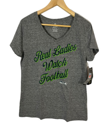NFL Women's Seattle Seahawks REAL LADIES WATCH FOOTBALL V Neck Shirt - Size XL