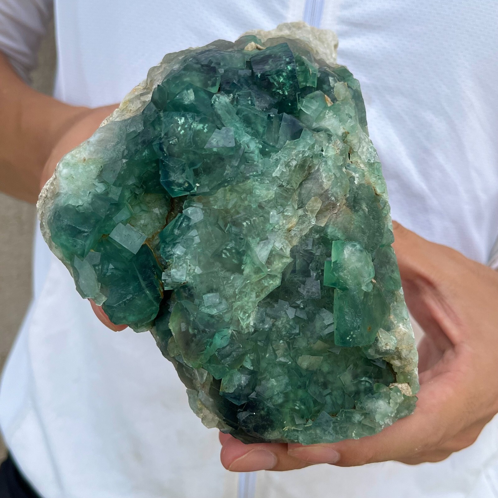 3.9lb Natural Green Fluorite Quartz Crystal Cluster Mineral Specimen