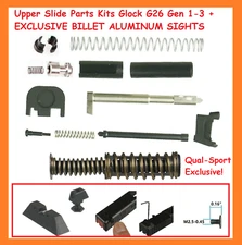 Upper Slide Parts Kits Glock G26 Gen 1-3 + EXCLUSIVE BILLET ALUMINUM SIGHTS