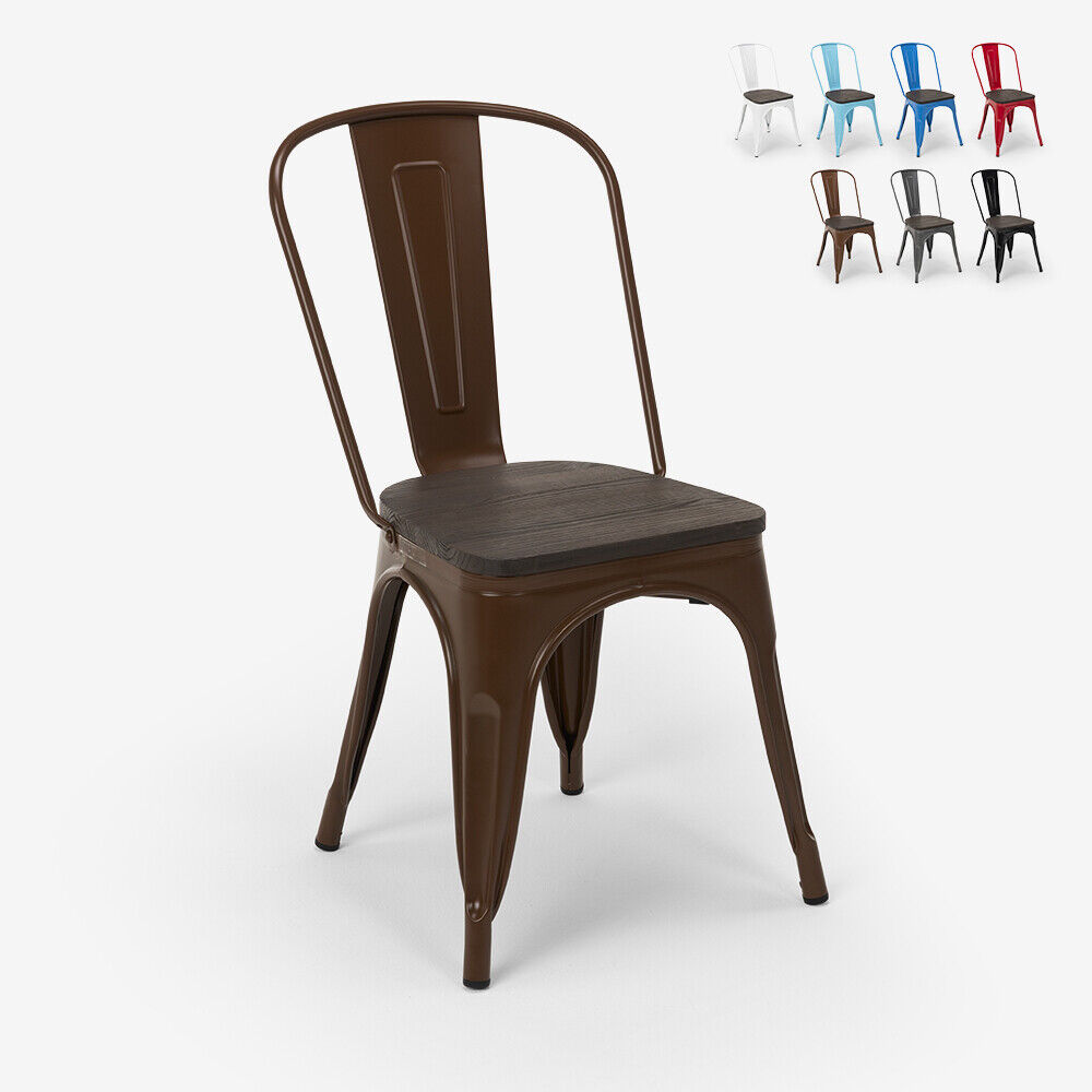 Stock 20 sillas Tolix Industrial acero madera para cocina y bar Steel...