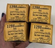 Lot Of 4 New HUBBELL 1298  HBL1298 PresSwitch  Red Pilot Light Handle 3 Way 10A