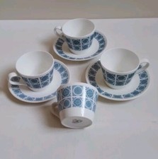 Vintage Royal Tuscan Blue Charade 3x Cups & Saucers 1x Spare Cup
