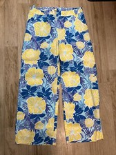 Lilly Pulitzer Vintage Blue Floral Bahama Mama Wide Leg Pants Sz 14