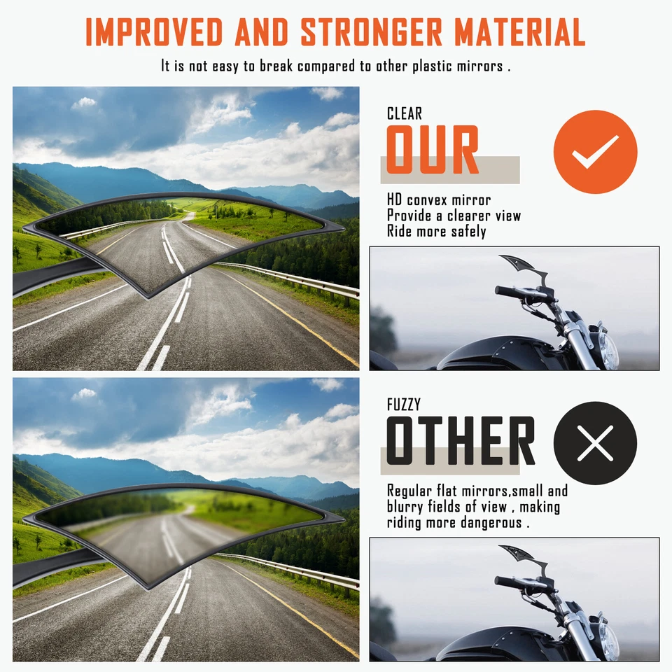 Espejos retrovisores laterales negros para motocicleta Harley Road King Street Glide Foto 2 de 4