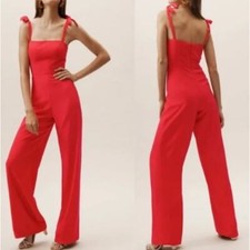 Anthropologie BHLDN Theia Trinity jumpsuit red tie strap fitted bodice, size 12