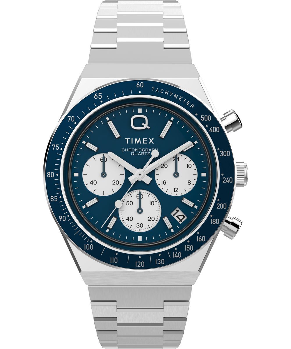 Timex Silver Mens Chronograph Watch Q Diver Chrono TW2W51600