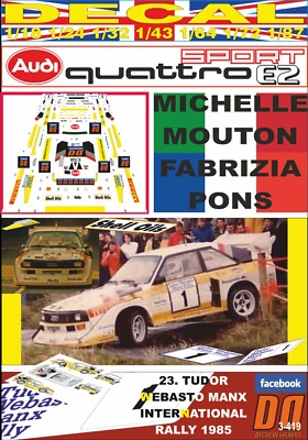 Décalcomanie Audi Quattro A2 - Siv Muth R. Costa Brava 1985 DnF (02), Neuve