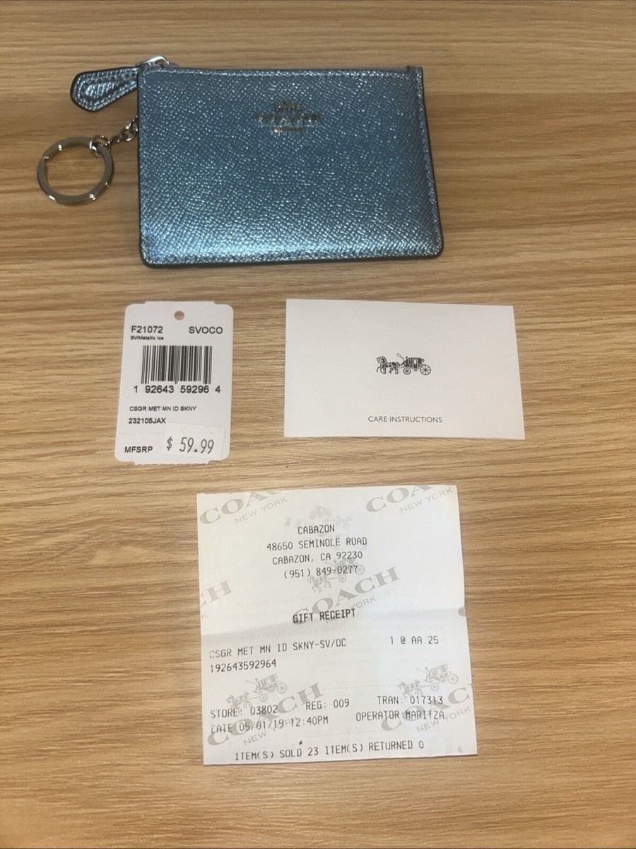 NWT COACH Skinny Card Case Leather Metallic Ice F21072 | eBay