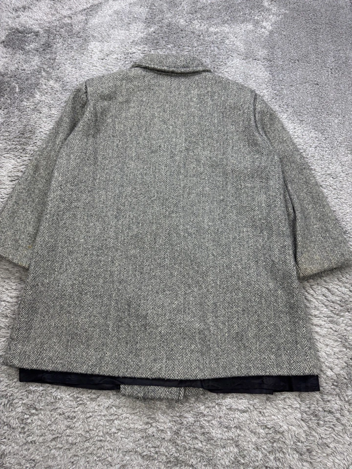 Abrigo Herman Kay Pea Mujer 6 Gris Lana Espiga Doble Pecho Dinero Antiguo De Colección Foto 2 de 4