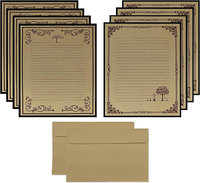 Total 72PCS Vintage Design Stationary Paper and Envelope Set - 48 Lined Letter W