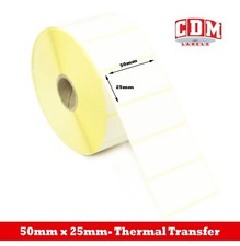 4,000 - Zebra GK420T - 50 x 25mm Thermal Transfer Labels / Stickers. 2k Roll.