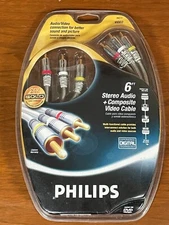 Philips M62771 6ft Stereo Audio & Composite Video 24K Gold Plated Cables **NEW**