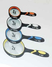 Magnifying Glass Magnifier 2X-4X Power Handheld Rubber Handle, 2" -4" Glass Lens