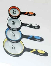 Magnifying Glass Magnifier 2X-4X Power Handheld Rubber Handle, 2" -4" Glass Lens