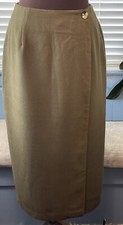 Norton McNaughton Vintage 80s 90s Rayon Green Maxi Wrap Skirt Pockets Size 12