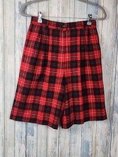 Pendleton Virgin Wool Tartan Plaid Red Black Zip Button Pockets Lined 6 Shorts