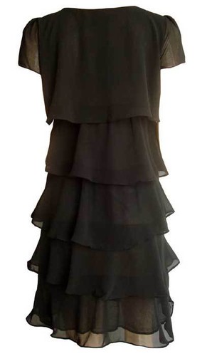 Frill Dress Chiffon Cocktail Party Evening Prom Kilt Tiered Skirt Ruffled 8-20 - Picture 22 of 42