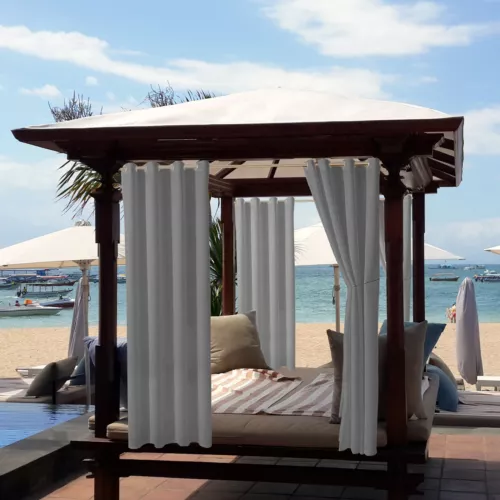 1/2 Stück Wasserdicht Outdoor Terrasse Vorhänge 52" Breit Sichtschutz Verdunkelung Pergola Schatten - Bild 47 von 124